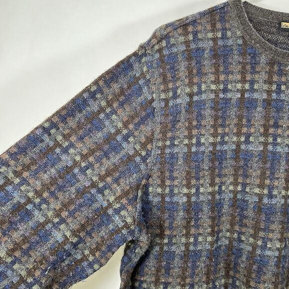 Lenor Romano 100% Merino Wool Crewneck Sweater Mens Size Medium Geometric Knit - Picture 5 of 10